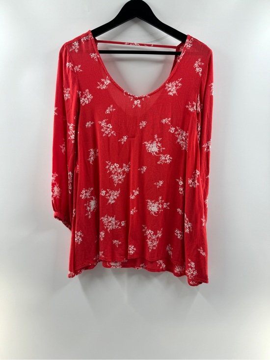 Billabong Tops - Billabong Red Floral Long Sleeve Blouse – Women's XS (Fits Up to Medium)